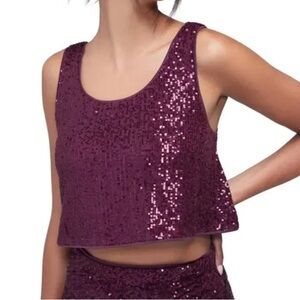 WildFox Armidale Purple Sequin Crop Top